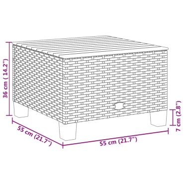 vidaXL Τραπέζι Κήπου Μπεζ 55x55x36cm Συνθετικό Ρατάν/Ξύλο Ακακίας 1 τεμ.