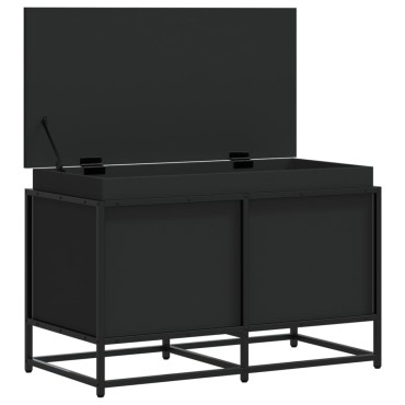 vidaXL Κουτί Αποθήκευσης με Καπάκι Μαύρο 80x40x51,5 εκ. Επεξ. Ξύλο