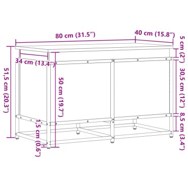 vidaXL Κουτί Αποθήκευσης με Γκρι Sonoma 80x40x51,5 εκ. Επεξ. Ξύλο