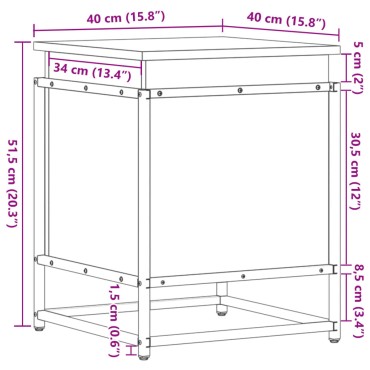 vidaXL Κουτί Αποθήκευσης με Γκρι Sonoma 40x40x51,5 εκ. Επεξ. Ξύλο