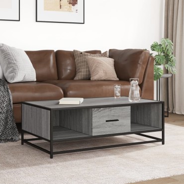 vidaXL Τραπεζάκι Σαλονιού Γκρι Sonoma 100x57x35cm Επεξ Ξύλο + Μέταλλο 1 τεμ.