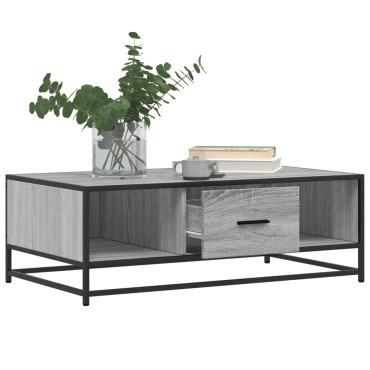 vidaXL Τραπεζάκι Σαλονιού Γκρι Sonoma 100x57x35cm Επεξ Ξύλο + Μέταλλο 1 τεμ.