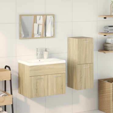 vidaXL Σετ Επίπλων Μπάνιου 4 τεμ. Sonoma Δρυς Επεξεργασμένο Ξύλο 61x39,5x18,5cm