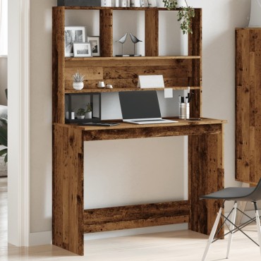 vidaXL Γραφείο με Ράφια Όψη Παλαιού Ξύλου 102x45x148cm Επεξ. Ξύλο 1 τεμ.