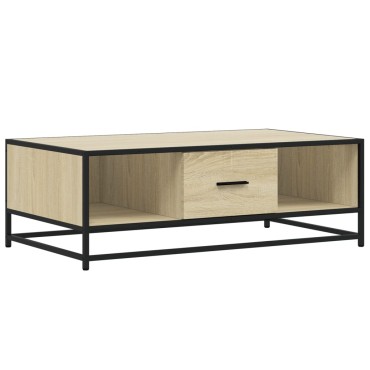 vidaXL Τραπεζάκι Σαλονιού Sonoma Δρυς 100x57x35cm Επεξ. Ξύλο + Μέταλλο 1 τεμ.