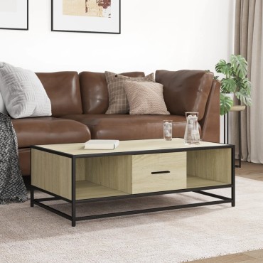 vidaXL Τραπεζάκι Σαλονιού Sonoma Δρυς 100x57x35cm Επεξ. Ξύλο + Μέταλλο 1 τεμ.