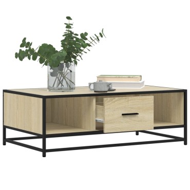 vidaXL Τραπεζάκι Σαλονιού Sonoma Δρυς 100x57x35cm Επεξ. Ξύλο + Μέταλλο 1 τεμ.