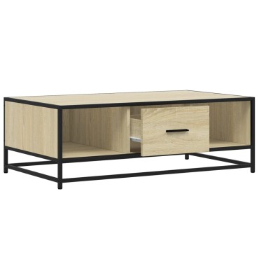 vidaXL Τραπεζάκι Σαλονιού Sonoma Δρυς 100x57x35cm Επεξ. Ξύλο + Μέταλλο 1 τεμ.
