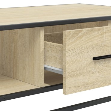 vidaXL Τραπεζάκι Σαλονιού Sonoma Δρυς 100x57x35cm Επεξ. Ξύλο + Μέταλλο 1 τεμ.