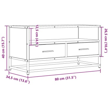 vidaXL Έπιπλο Τηλεόρασης Καπνιστή Δρυς 80x34,5x40cm Επεξ. Ξύλο/Μέταλλο