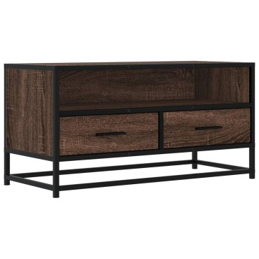 vidaXL Έπιπλο Τηλεόρασης Καφέ Δρυς 80x34,5x40cm Επεξ. Ξύλο/Μέταλλο