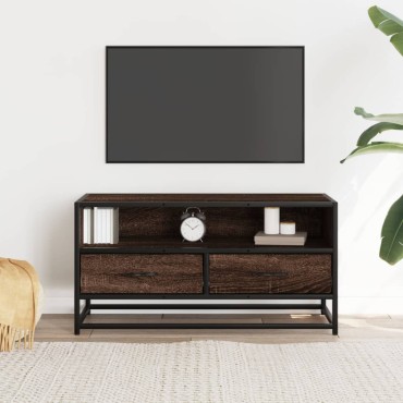 vidaXL Έπιπλο Τηλεόρασης Καφέ Δρυς 80x34,5x40cm Επεξ. Ξύλο/Μέταλλο
