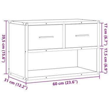 vidaXL Έπιπλο Τηλεόρασης Μαύρο 60x31x39,5cm Επεξεργ. Ξύλο / Μέταλλο