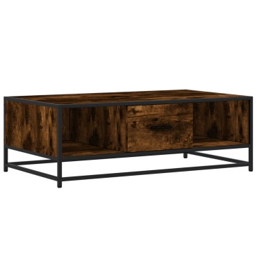 vidaXL Τραπεζάκι Σαλονιού Καπνιστή Δρυς 100x57x35cm Επ. Ξύλο/Μέταλλο 1 τεμ.