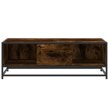 vidaXL Τραπεζάκι Σαλονιού Καπνιστή Δρυς 100x57x35cm Επ. Ξύλο/Μέταλλο 1 τεμ.