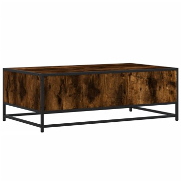 vidaXL Τραπεζάκι Σαλονιού Καπνιστή Δρυς 100x57x35cm Επ. Ξύλο/Μέταλλο 1 τεμ.
