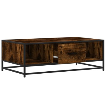 vidaXL Τραπεζάκι Σαλονιού Καπνιστή Δρυς 100x57x35cm Επ. Ξύλο/Μέταλλο 1 τεμ.