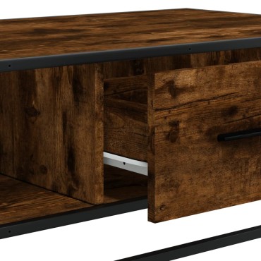 vidaXL Τραπεζάκι Σαλονιού Καπνιστή Δρυς 100x57x35cm Επ. Ξύλο/Μέταλλο 1 τεμ.