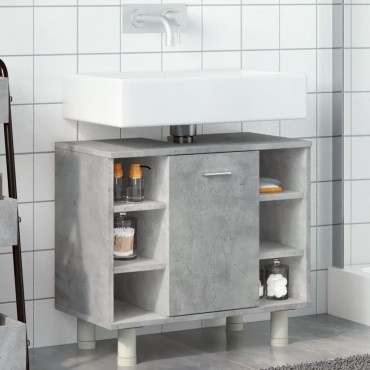 vidaXL Ντουλάπι Νιπτήρα Γκρι Σκυροδέματος 60x32x53,5cm Επεξ. Ξύλο 1 τεμ.