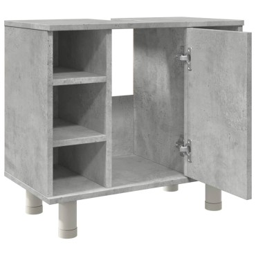 vidaXL Ντουλάπι Νιπτήρα Γκρι Σκυροδέματος 60x32x53,5cm Επεξ. Ξύλο 1 τεμ.