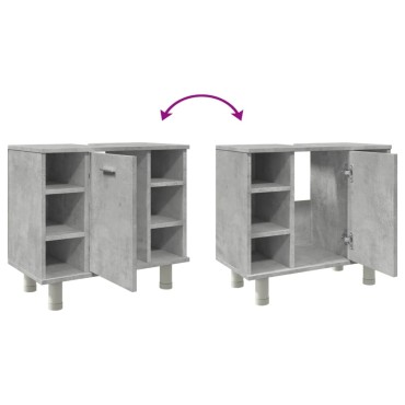 vidaXL Ντουλάπι Νιπτήρα Γκρι Σκυροδέματος 60x32x53,5cm Επεξ. Ξύλο 1 τεμ.