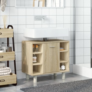 vidaXL Ντουλάπι Νιπτήρα Sonoma Δρυς 60x32x53,5cm από Επεξ. Ξύλο 1 τεμ.