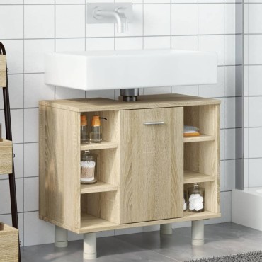 vidaXL Ντουλάπι Νιπτήρα Sonoma Δρυς 60x32x53,5cm από Επεξ. Ξύλο 1 τεμ.