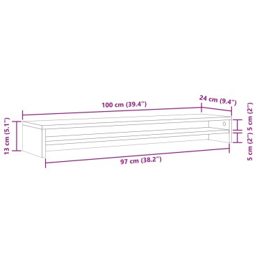vidaXL Βάση Οθονών Artisan Δρυς 100 x 24 x 13 εκ. από Επεξ. Ξύλο