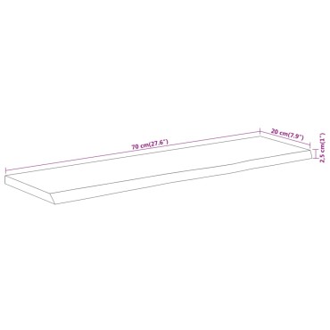 vidaXL Ράφι Επιτοίχιο Ορθ. Live Edge 70x20x2,5cm Μασίφ Ξύλο Ακακίας