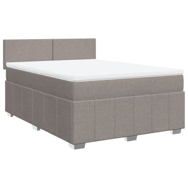 vidaXL Κρεβάτι Boxspring με Στρώμα Taupe 160x200 εκ. Υφασμάτινο