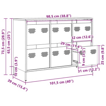 vidaXL Ντουλάπι Ροζ 101,5x39x73,5cm από Χάλυβα Ψυχρής Έλασης 1 τεμ.