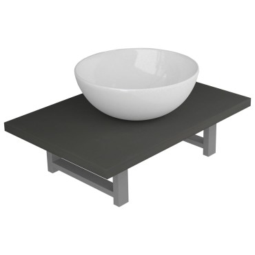 vidaXL Σετ Επίπλων Μπάνιου 2 τεμ. Γκρι Κεραμικό 60x40x16,3cm