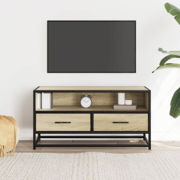 vidaXL Έπιπλο Τηλεόρασης Sonoma Δρυς 80x34,5x40cm Επεξ. Ξύλο/Μέταλλο