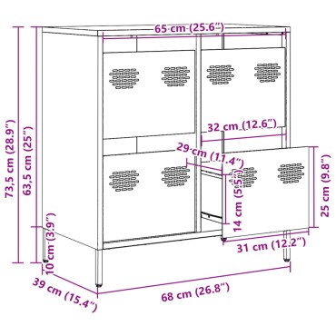 vidaXL Ντουλάπι Μουσταρδί 68x39x73,5cm από Χάλυβα Ψυχρής Έλασης 1 τεμ.