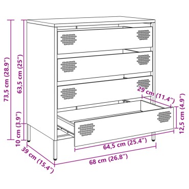 vidaXL Ντουλάπι Λαδί 68x39x73,5cm από Χάλυβα Ψυχρής Έλασης 1 τεμ.