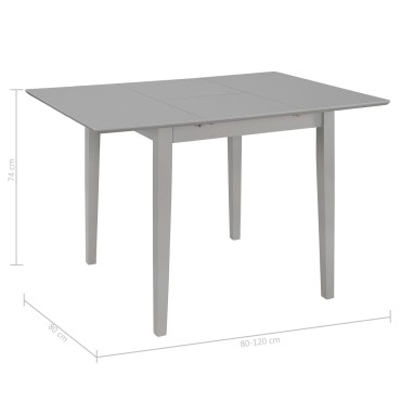 vidaXL Σετ Τραπεζαρίας 3 τεμ. Γκρι από MDF (80-120)x80x74cm