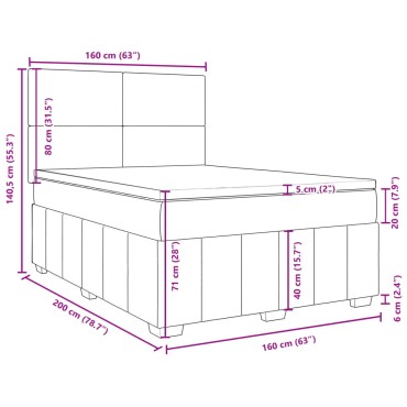 vidaXL Κρεβάτι Boxspring με Στρώμα Taupe 160x200 εκ. Υφασμάτινο