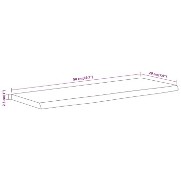vidaXL Ράφι Επιτοίχιο Ορθ. Live Edge 50x20x2,5cm Μασίφ Ξύλο Ακακίας
