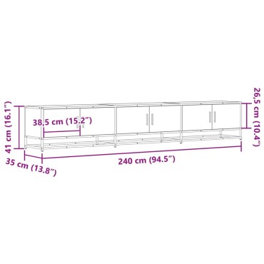 vidaXL Έπιπλο Τηλεόρασης Καφέ Δρυς 240x35x41cm Επεξεργασμένο Ξύλο
