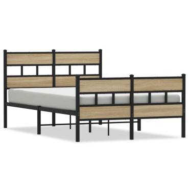 vidaXL Σκελετός Κρεβ. Χωρίς Στρώμα Sonoma Δρυς 120x200 εκ. Μεταλλικό