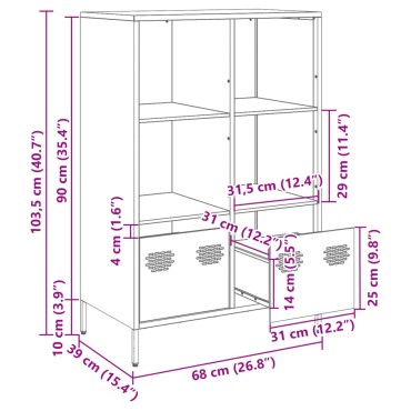 vidaXL Ντουλάπι Μαύρο 68x39x103,5cm από Χάλυβα 1 τεμ.