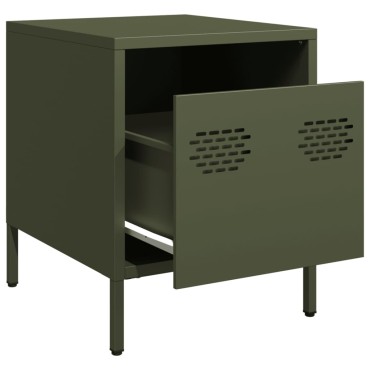 vidaXL Κομοδίνα 2 τεμ. Πράσινο Λαδί 35x39x43,5cm από Χάλυβα