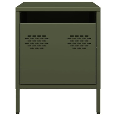 vidaXL Κομοδίνα 2 τεμ. Πράσινο Λαδί 35x39x43,5cm από Χάλυβα