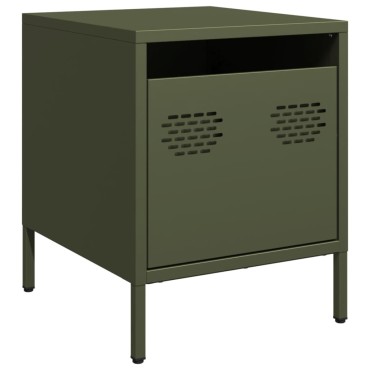 vidaXL Κομοδίνα 2 τεμ. Πράσινο Λαδί 35x39x43,5cm από Χάλυβα