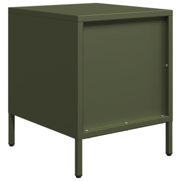 vidaXL Κομοδίνα 2 τεμ. Πράσινο Λαδί 35x39x43,5cm από Χάλυβα