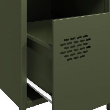 vidaXL Κομοδίνα 2 τεμ. Πράσινο Λαδί 35x39x43,5cm από Χάλυβα