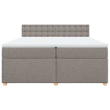 vidaXL Κρεβάτι Boxspring με Στρώμα Taupe 200x200cm Υφασμάτινο 1 τεμ. - Διπλό