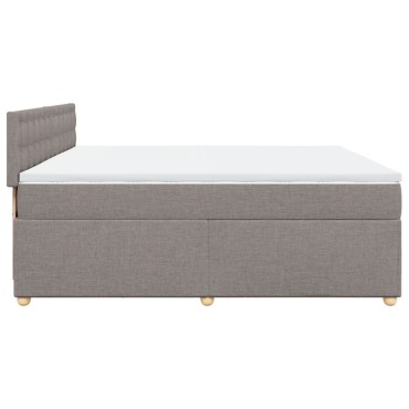 vidaXL Κρεβάτι Boxspring με Στρώμα Taupe 200x200cm Υφασμάτινο 1 τεμ. - Διπλό