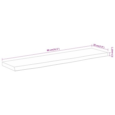 vidaXL Ράφι Επιτοίχιο Ορθ. Live Edge 80x20x2,5cm Μασίφ Ξύλο Ακακίας