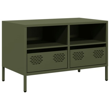 vidaXL Έπιπλο Τηλεόρασης Λαδί 68x39x43,5cm Χάλυβας Ψυχρής Έλασης